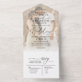 モダンミニマルエレガント白黒写真結婚の オールインワン招待状 (内側)