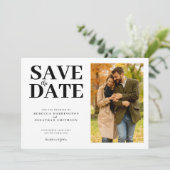 モダンミニマルエレガント白黒写真結婚の セーブザデート (スタンド正面)