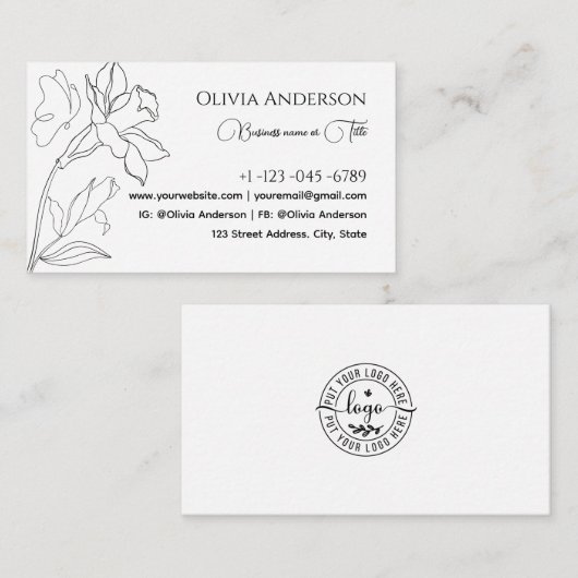 モダンミニマルエレガント白黒 名刺 (正面/裏面)