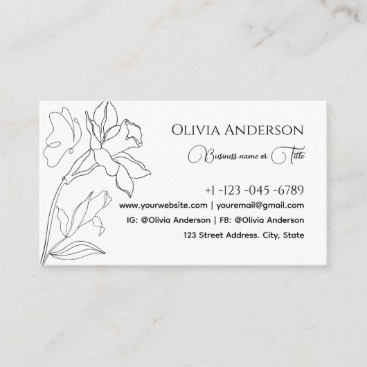 モダンミニマルエレガント白黒 名刺 (正面)