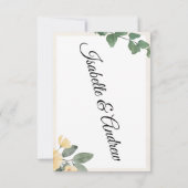 モダンミニマルエレガント結婚フローラ ノートカード (裏面)