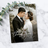 モダンミニマルエレガント縦写真結婚s サンキューカード