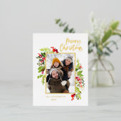 モダンミニマルエレガント葉写真 箔シーズンポストカード (立ち正面)