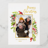 モダンミニマルエレガント葉写真 箔シーズンポストカード (正面)