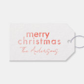 モダンミニマルエレガント赤クリスマスの水色 ギフトタグ (正面(横))