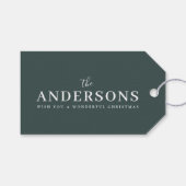 モダンミニマルエレガント |濃い森の緑の名前 ギフトタグ (正面(横))