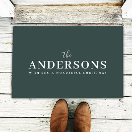 モダンミニマルエレガント |濃い森の緑の名前 ドアマット