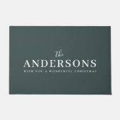 モダンミニマルエレガント |濃い森の緑の名前 ドアマット (正面)