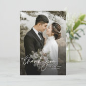 モダンミニマルエレガントChic 2写真結婚s サンキューカード (スタンド正面)