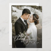 モダンミニマルエレガントChic 2写真結婚s サンキューカード (正面/裏面)