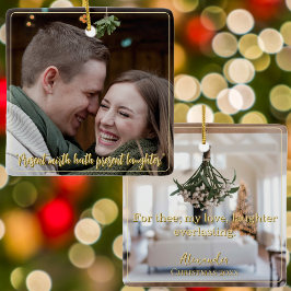 モダンミニマルエレガントScript引用文Mistletoe金ゴールド セラミックオーナメント