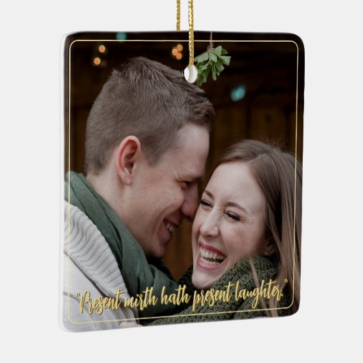 モダンミニマルエレガントScript引用文Mistletoe金ゴールド セラミックオーナメント (右)