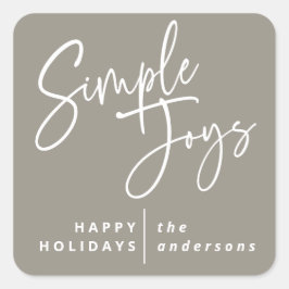 モダンミニマルエレガントscript holiday photo スクエアシール