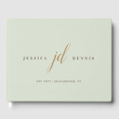 モダンミニマルエレガントScript Monogram結婚's ゲストブック (正面)