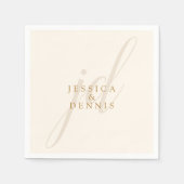 モダンミニマルエレガントScript Monogram結婚's スタンダードカクテルナプキン (正面)