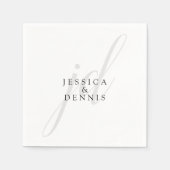 モダンミニマルエレガントScript Monogram結婚's スタンダードカクテルナプキン (正面)