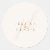 モダンミニマルエレガントScript Monogram結婚's ラウンドシール (正面)