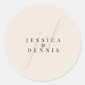 モダンミニマルエレガントScript Monogram結婚's ラウンドシール (正面)