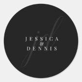 モダンミニマルエレガントScript Monogram結婚's ラウンドシール (正面)