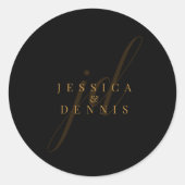 モダンミニマルエレガントScript Monogram結婚's ラウンドシール (正面)