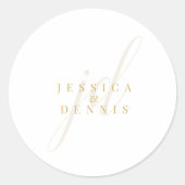 モダンミニマルエレガントScript Monogram結婚's ラウンドシール (正面)