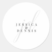 モダンミニマルエレガントScript Monogram結婚's ラウンドシール (正面)