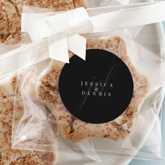 モダンミニマルエレガントScript Monogram結婚's ラウンドシール