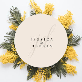 モダンミニマルエレガントScript Monogram結婚's ラウンドシール