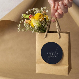 モダンミニマルエレガントScript Monogram結婚's ラウンドシール