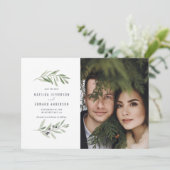 モダンミニマルオリーブの枝結婚葉写真 案内状 (スタンド正面)