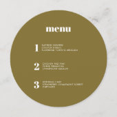 モダンミニマルオリーブグリーンラウンド結婚ズ メニュー (正面)