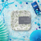 モダンミニマルオリーブ枝結婚植物薬 ペーパープレート (パーティー)