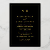 モダンミニマルオーバーレイ結婚写真 箔招待状 (正面)