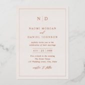 モダンミニマルオーバーレイ結婚写真 箔招待状 (正面)