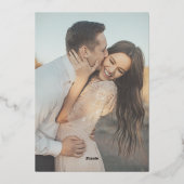 モダンミニマルオーバーレイ結婚写真 箔招待状 (裏面)