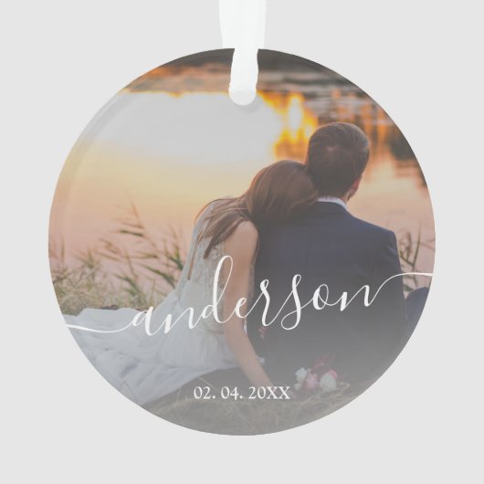 モダンミニマルカスタムエレガント写真 オーナメント (裏面)