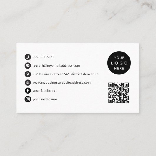 モダンミニマルカスタムリストロゴのビジネスアイコン 名刺 (裏面)