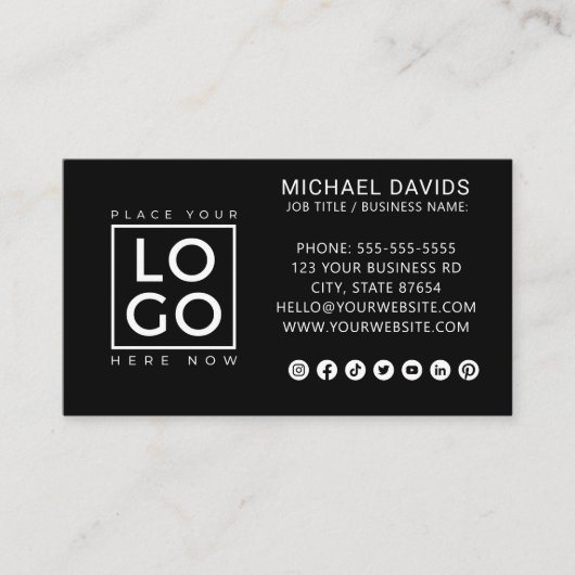 モダンミニマルカスタムロゴソーシャルメディアのアイコン 名刺 (正面)