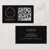 モダンミニマルカスタム会社ロゴQRコードブラック 名刺 (正面/裏面)