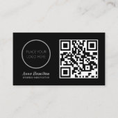 モダンミニマルカスタム会社ロゴQRコードブラック 名刺 (正面)