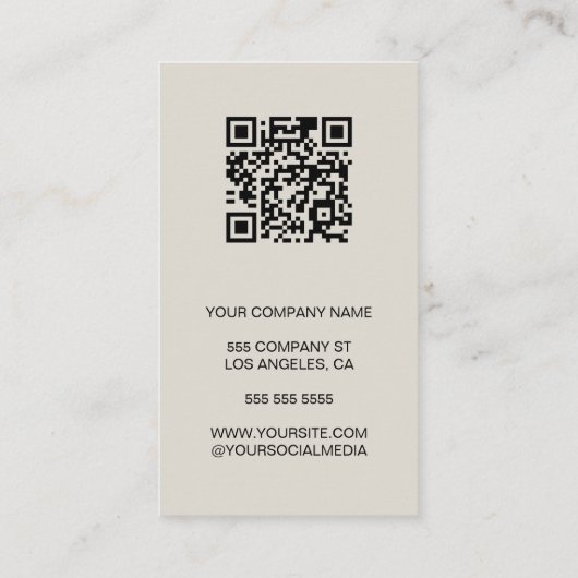 モダンミニマルカスタム写真ロゴQR名刺 名刺 (裏面)