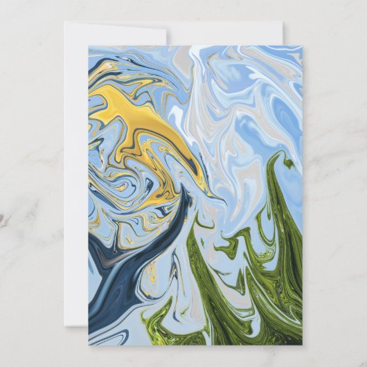 モダンミニマルカラフルお洒落結婚抽象芸術 招待状 (裏面)