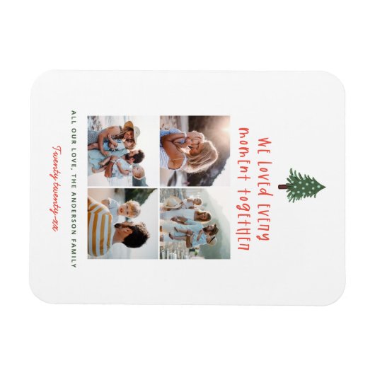 モダンミニマルカラフル家族のクリスマス マグネット (横)