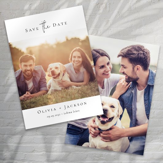 モダンミニマルカリグラフィーフォトウェディング セーブザデート