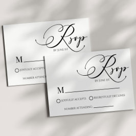 モダンミニマルクラシックシンプル結婚式RSVPカード 出欠カード