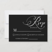 モダンミニマルクラシックシンプル結婚式RSVPカード 出欠カード (正面)