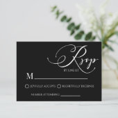 モダンミニマルクラシックシンプル結婚式RSVPカード 出欠カード (スタンド正面)