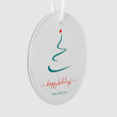 モダンミニマルクリスマスの木の赤い星シンプル オーナメント (正面)