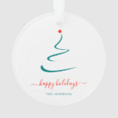 モダンミニマルクリスマスの木の赤い星シンプル オーナメント (裏面)