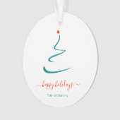 モダンミニマルクリスマスの木の赤い星シンプル オーナメント (正面)